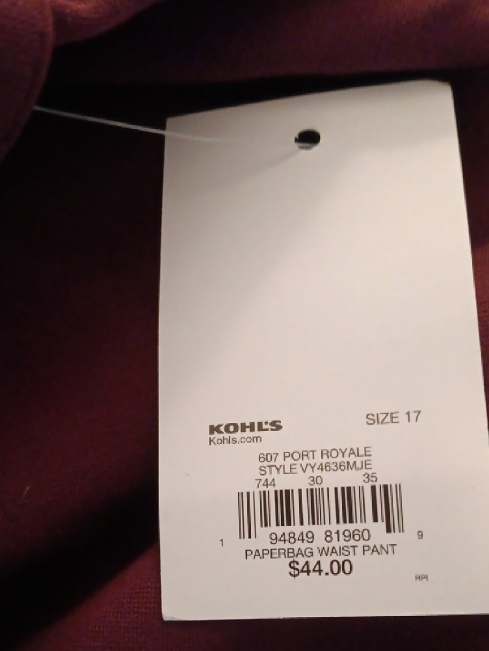 SO Women's Tie-Waist Trousers in Wine - Picture 3 of 6